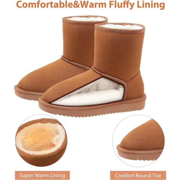 CAMEL CROWN Women\'s Warm Winter Boots Ankle High Classic Vegan Suede Faux main image 6